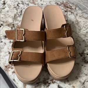 Dr. Scholl's Brown Double Buckle Sandals